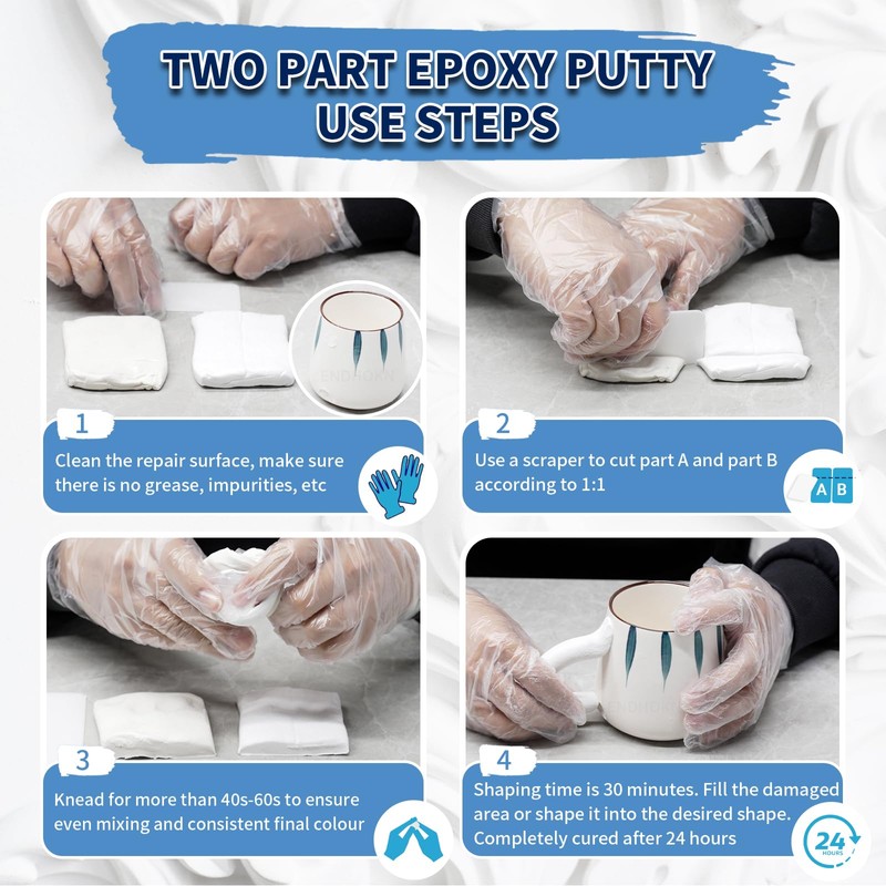 Epoxy Putty, Endhokn 10.5oz White Putty Stick Fix Leaks, Cracks