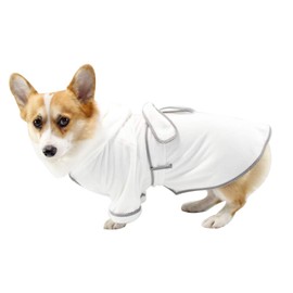 Dog Bathrobe Microfiber Quick Dry Absorbent Hooded Bath Towel for Cats Puppy Small Medium Dogs White S
