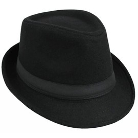 JowTreex Classic Fedoras Hats Short Brim Panama Jazz Hat Trilby Fedora Hat for Men Women Costume Accessories (Medium, Black/Broadband)