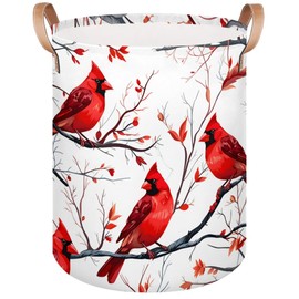 Christmas Hummingbird Laundry Basket,Large Round Hamper Basket,Collapsible Storage Basket Bins for Dirty Clothes Kids Toys Baby Blanket Organizer Nursery Bedroom Bathroom Storage Decor