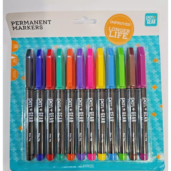 PEN+GEAR Pen + Gear Permanent Markers Fine Tip, 12 Count