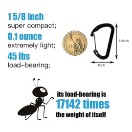 10PCS Keychain Clips Mini Carabiner - 1 5/8inch Small Aluminum Durable Quick Release Auto Locking D-Shape Spring Loaded Wire Gate Clip for Home, Rv, Camping, Fishing, Hiking, Traveling and Sports