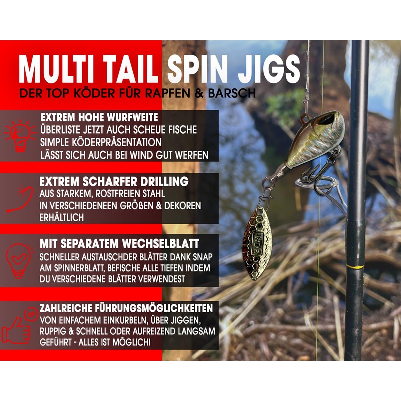 Wild Devil Baits Multi Tail Spin Jig Lead Head Spinner