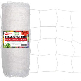 Plastic Trellis Netting 47" x 328 ft Heavy Duty Plant Support Netting White - 6 Inch Garden Trellis on Roll - Mesh for Growing Vine Climbing Plants, Flowers, Peas, and Cucumber