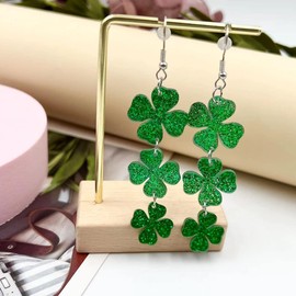 INENIMARTJ St. Patrick's Day Earrings for Women,Irish Shamrock Acrylic Dangle Earrings, Green Hat Clover Horseshoe Drop Earrings for Irish Festival (C)