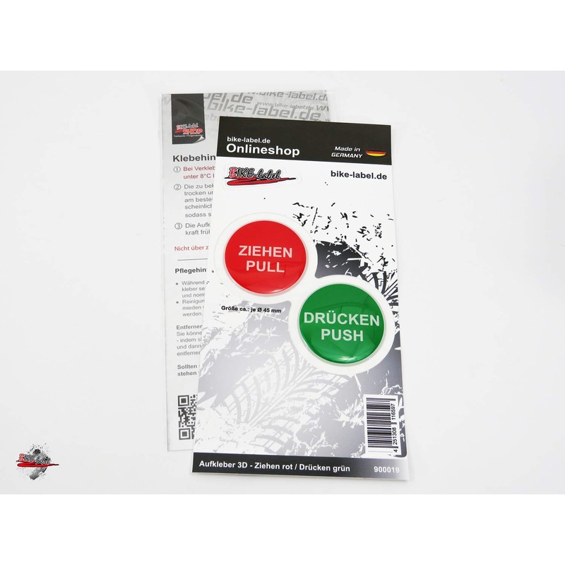 BIKE-label 3D Door Sticker 45 mm Pull Push Sign 900019