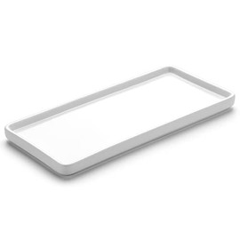 Gurygo 10" Bathroom Tray for Counter, Ceramic Vanity Trays for Bathroom, Small Rectangle Ceramic Trays, Kitchen Soap Tray, Ceramic Tray for Kitchen Counter, White