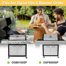 Hipoilk Grill Replacement Parts for Dyna Glo 6 Burner DGB610SSP, DGF600SSP, Cast Iron Grill Grates and Heat Plates for Dyna-Glo Grill Parts