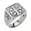Religious Jewelry Men's Sterling Silver Jerusalem Cross Ring (Size 10)
