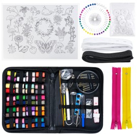 AUXIN Sewing Kit with Tools and Accessories, 40 Colors Thread Spools,Come with Elastic Band Zippers Embroidery Stabilizers,Complete Large Format Repair Set for Women Home Emergency