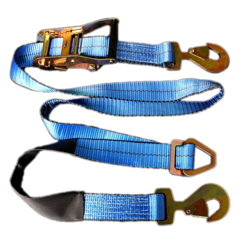 2" x 8' Blue Auto Car Hauler Ratchet Axle Straps