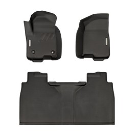 BaseLayer Floor Mats for Chevy Silverado/GMC Sierra 1500 (2019-2025) 2500/3500 HD (2020-2025) – CrewCab with Rear Under Seat Storage Only – Made in USA – Premium All-Weather Mats – Front & Rear (Gray)