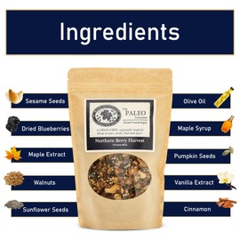 Maple Nut Kitchen Northern Berry Harvest Granola 10 oz – Grain-Free with Walnuts, Seeds, Blueberries & Vanilla | Paleo, Low Carb, No Sugar Added, Oat-Free, Organic, Clean & Healthy Cereal