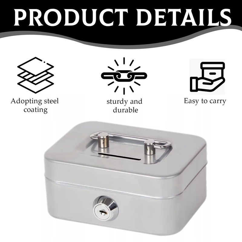 Elegant Steel Cash Box, Lockable, Small Cash Box, Lockable with