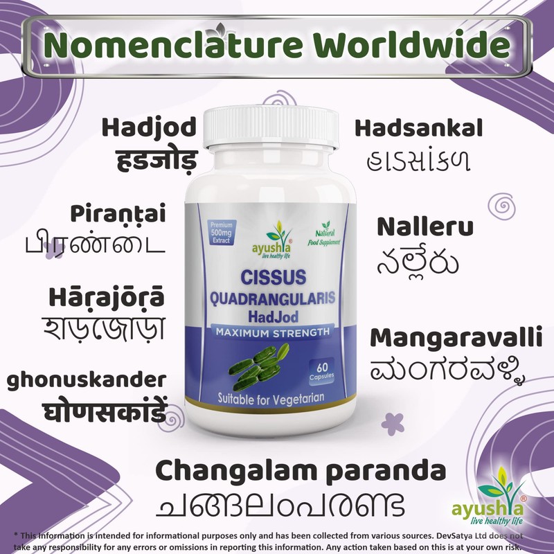 Ayushya Cissus Quadrangularis (Hadjod) Capsule, 60 Capsules, Natural