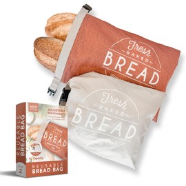 ModKitchn Reusable Bread Bags for Homemade Breads – 2-Pack XL Sourdough Bread Bags | Keeps Sourdough Fresh for a Week | Freezer Safe Reusable Container Storage for Sour Dough and Artisan Loaves