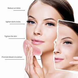 Flagest Gua Sha Facial Treatment with Rose Quartz Heart Shape Guasha Board JScratch Massage Tool Anti-Wrinkle Tool for Face Scraping - Heart Shape Jade Trigger Point Treatment on Face