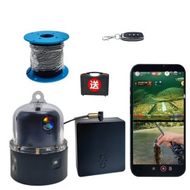 Multi-Scene Wireless Fish Finder HD Split-Screen Live View, Support IOS/Android Direct Connect, Kayak & Shore Fishing Preferredcolor: Black -Mobile console+20m depth temp camera+remote+box