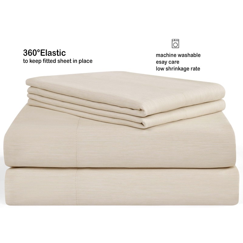 Fine Pinstripe Yarn Dye 4 Piece Sheet Set - Luxurious