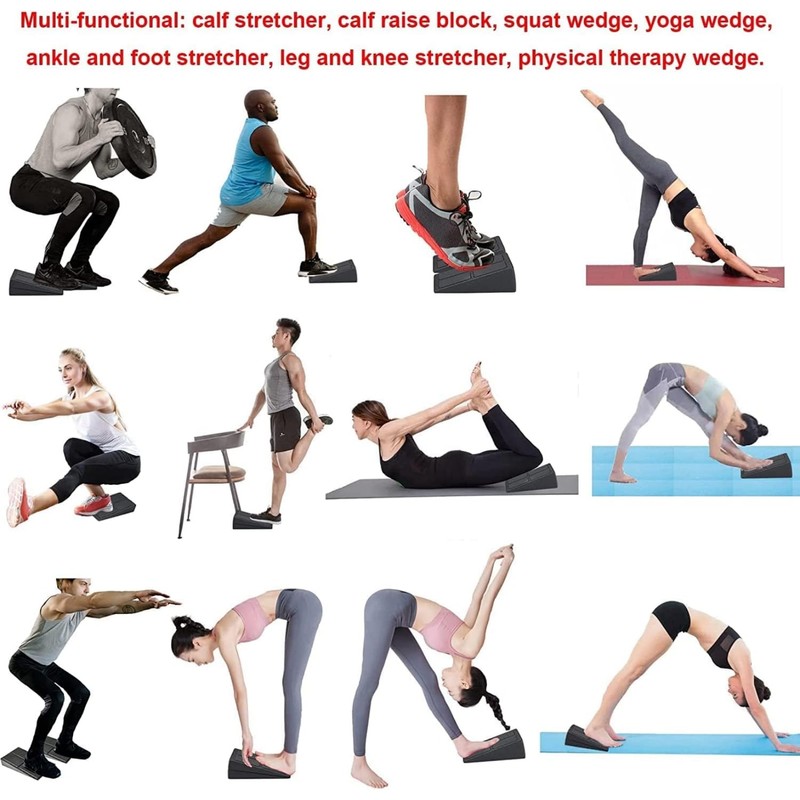 HUNKEN 3Pcs Slant Board Squat Wedge Calf Stretcher for Physical