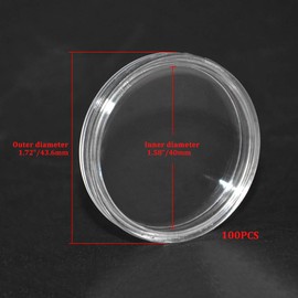 WMYCONGCONG 100 PCS 40mm Coin Storage Container Box Clear Coin Holder Storage Container Transparent Round Coin Container Case Plastic Storage Organizer Box for Coin Collection
