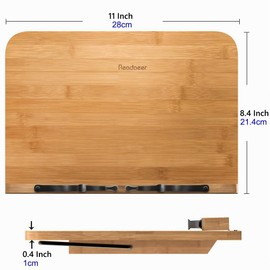 Leggio in legno, bookstand bambù, Lettura Supporto Notebook e ricettario per Cucina in bambù Pieghevole
