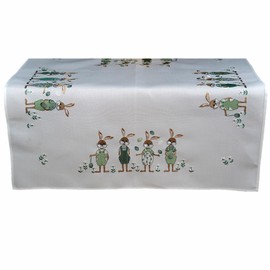 texpot Tischdecke 85 x 85 cm mit Stickerei Hasenkinder Osterhasen Ostern Frühling