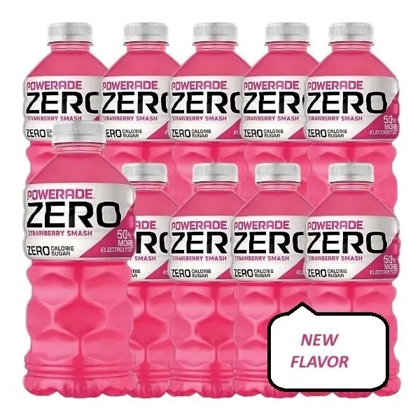 Powerade STRAWBERRY SMASH ZERO Calories 10 Sports Drink Electrolyte Enhance