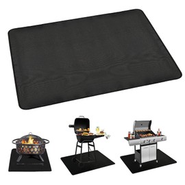 Fire Bowl Mat, Fire Pit Underlay, 3 Layers, Large, Black, Rectangle Fire Pit Mat, Grill Mat, Heat Resistant Mat, Protection for Grill, Grass, Patio, Foldable and Portable, Size 35 x 34 cm