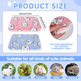 2 Pcs Small Animal Plush Bed Mat 35x27cm Washable Guinea Pig Bed Mat Fluffy Guinea Pig Bedding Mat Sleeping Pad for Bunny Hamster Guinea Pig (B)