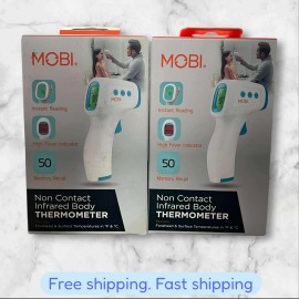 MOBI FOR 2 MOBI Non-Contact Infrared Body Thermometer Instant Reading 50 Memory NEW