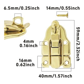Runseaway 2Pcs Retro Gold Style Box Toggle Latch, Antique Metal Duckbilled Hasp Clasp with Padlock Hole for Jewelry Boxes, Cabinets, Toolboxes, Vintage Suitcases