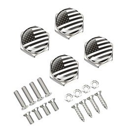 ZNDAW 4 PCS License Plate Screws, American Flag Car Tag Screws Decorative Bolts for Fastening License Plates, US Flag Licence Plate Fastener Decoration for Most Car Truck Motorcycle (Silver)