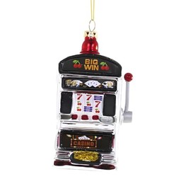 Cody Foster & Co Las Vegas Slot Machine Ornament - Hand-Painted Glass, Casino-Inspired Holiday Decor, 5 Inches