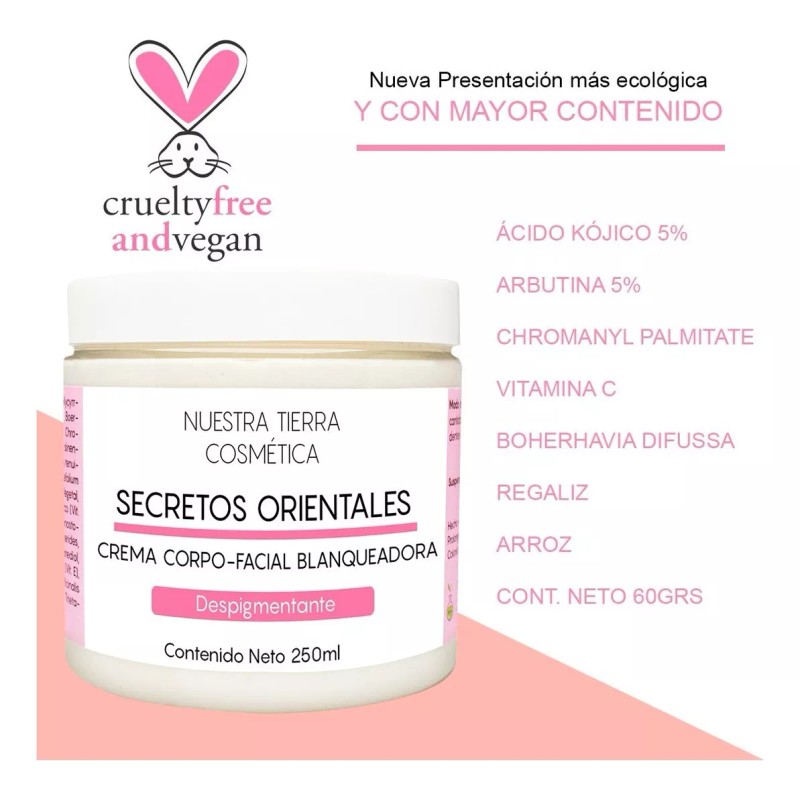 Nuestra Tierra Cosmética Crema Secretos Orientales Granel Tarro Con 250grs
