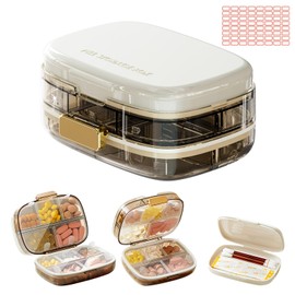 kiptyg 10 Fach Tablettenbox (7 Tage) – Morgens/Mittags/Abends Pillenorganizer, wasserdichte Medikamentendose für Reise, Vitamine (kompakt, 10x8cm) – Inkl. Notizblock