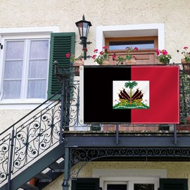 3×5 FT Old Haiti(1964-1986) Flag,Large Former Haitian National Decor,Double Side Digital Printed 150D Polyester Banner With Canvas Header Brass Grommet