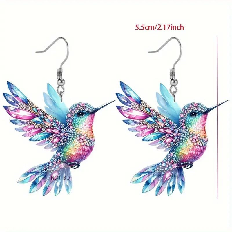Hummingbird Necklaces for Women Colorful bird Jewelry (Colorful2)