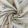 Cotton Rich Linen Look Upholstery Fabric Purple Lavender Flower Digital