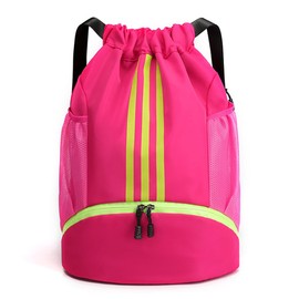 Getrays Gym Sack, Backpack, Large Capacity, Waterproof, Foldable, Sports Bag, Includes Shoe Holder, Gym Sack, Napsack, Stripe, Drawstring Bag, Side Pocket, For Swimming, Club Activities, Circles,