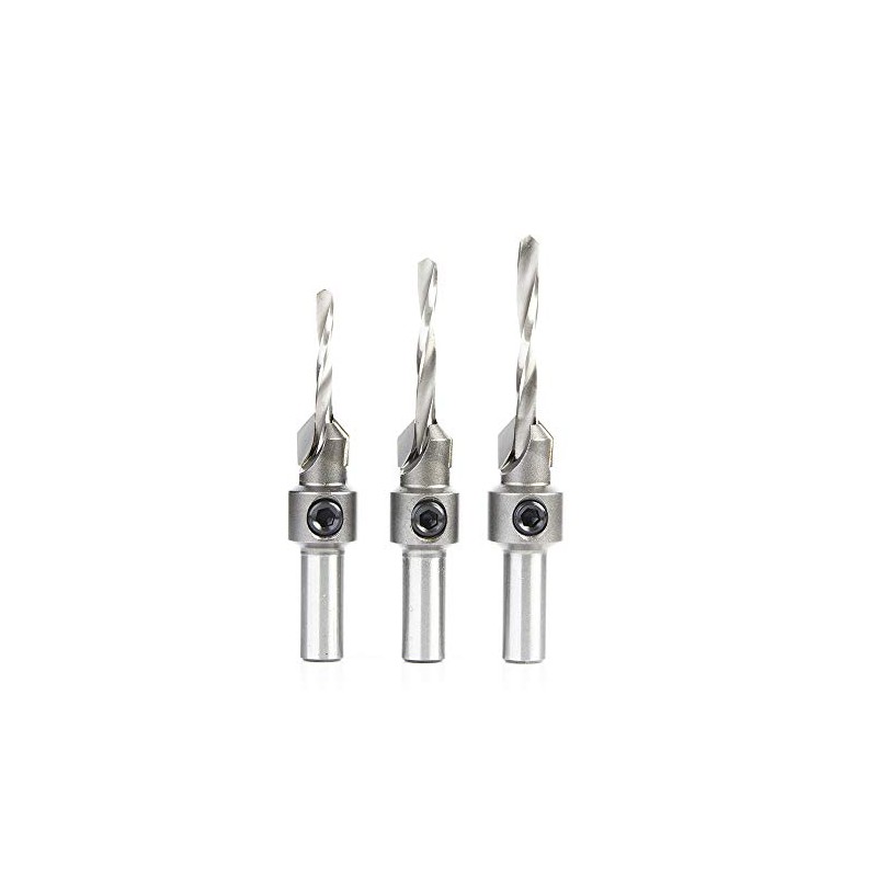 Amana Tool AMS-623 3-Pc Carbide Tipped Countersink Set Round Shank