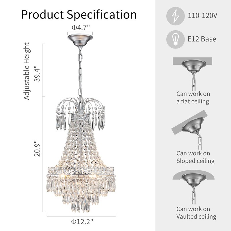 WUZUPS Crystal Chandelier French Empire Pendant Flushmount Ceiling Light Modern