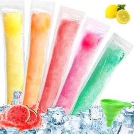 Popsicle Bags, Pack of 150 Popsicle Moulds Bags with Funnel, Water Ice Bags BPA-Free, Ice Pop Bags for DIY Yoghurt Sticks, Fruit Smoothies (28 x 5.5 cm)