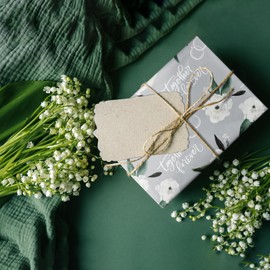 LeZakaa Happy Wedding Day Wrapping Paper Roll, Lush Greenery Gift Wrap for Wedding Bridal Shower Engagement Anniversary Valentines, Green, Mini Roll, 17 In x 16.4 Ft