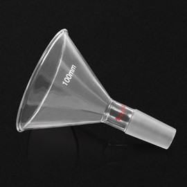 QWORK Glass Jointed Short Stem Powder Funnel Filter Funnel with 100mm Top O.D and 24/40 Inner Joint for lab