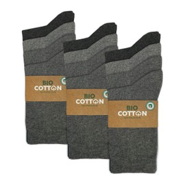 mehrstrumpf 8/12 Pairs Children's 100% Organic Cotton Socks for Boys and Girls without Seam (Model: Biolivia), 12 Pairs (Multi-Grey)