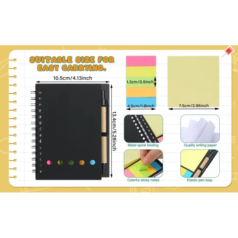Libreta De Notas Ecológica Con Marcador Nota Adhesiva 15 Pzs