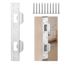 weiwei Double Holes Door Strike Plate, Metal Door Latch Plate Sturdy Door Hole Cover Door Plate for Locks with 5-1/2" to 6" Hole Centers, 1 Pack