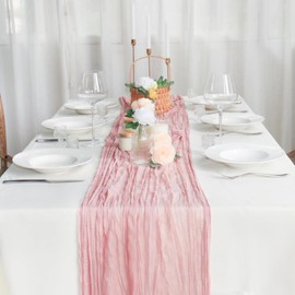 Table Runner Cheesecloth 35x120 Inches for Baby Bridal Shower Decoration Gauze Rustic Spring Easter Table Runner for Wedding Party First Communion Centerpiece Engagement