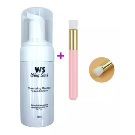 Wingstar Espuma Limpiadora Shampoo + Brocha Extensión Pestañas Mink